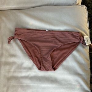 Ribbed Roxy Bikini Bottoms with Faux Side Ties